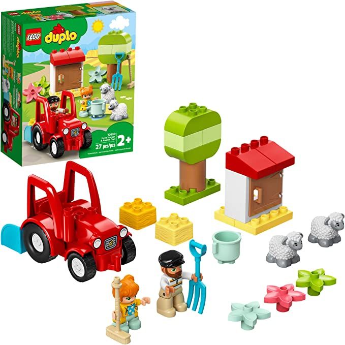 LEGO DUPLO Town Farm Tractor & Animal Care 10950 Creative Playset for Toddlers with a Toy Tractor... | Amazon (US)