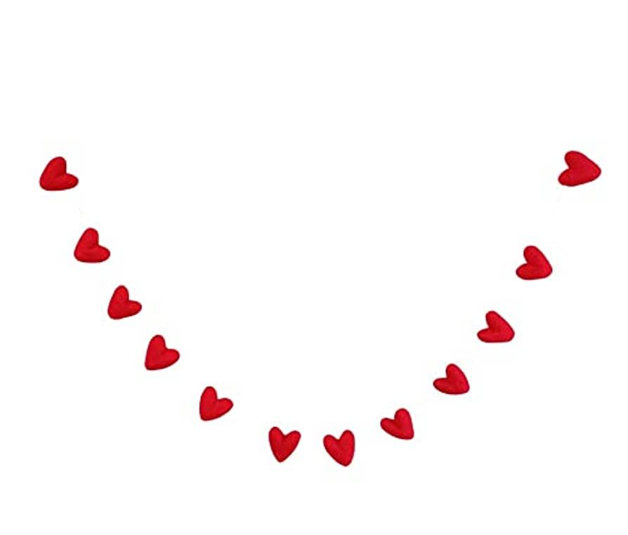 Handmade Red Felt Heart Garland- by Sheep Farm Felt- Red Valentine's Day Hearts- 3 feet long- 100... | Amazon (US)