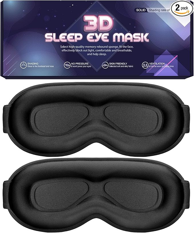 Weighted Sleep Mask, 2 Pack 3D Contoured Eye Masks for Sleep, Best Blackout Sleep Masks for Women... | Amazon (US)
