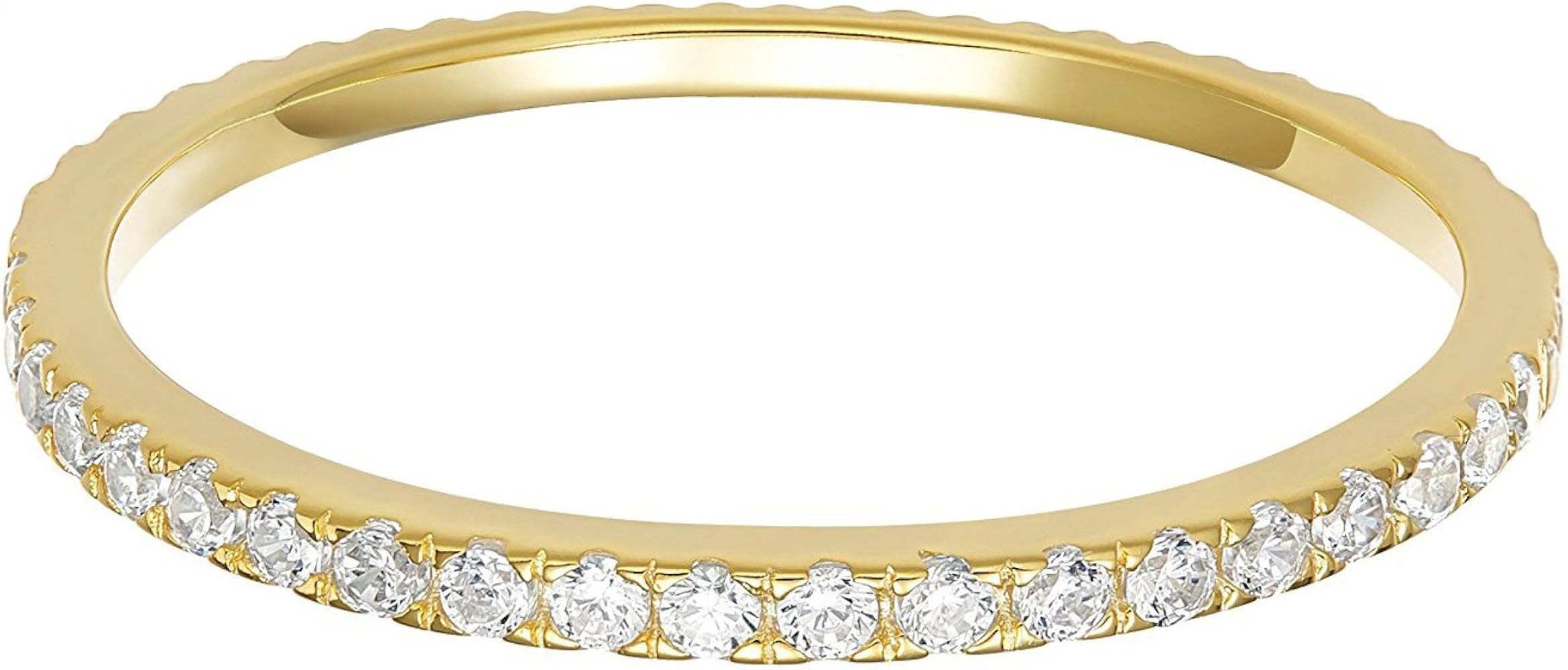 14K Gold Plated Sterling Silver CZ Simulated Diamond Stackable Ring Eternity Bands for Women | Amazon (US)