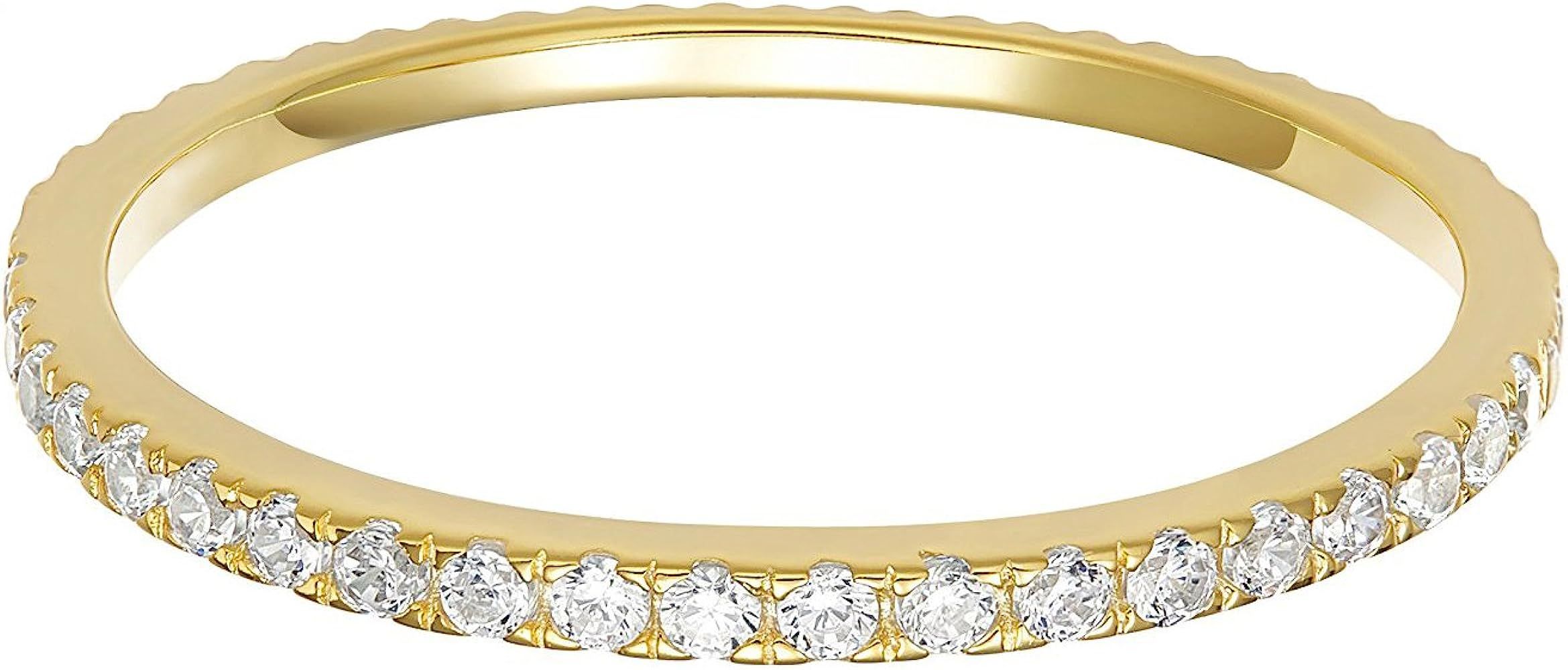 14K Gold Plated Sterling Silver CZ Simulated Diamond Stackable Ring Eternity Bands for Women | Amazon (US)