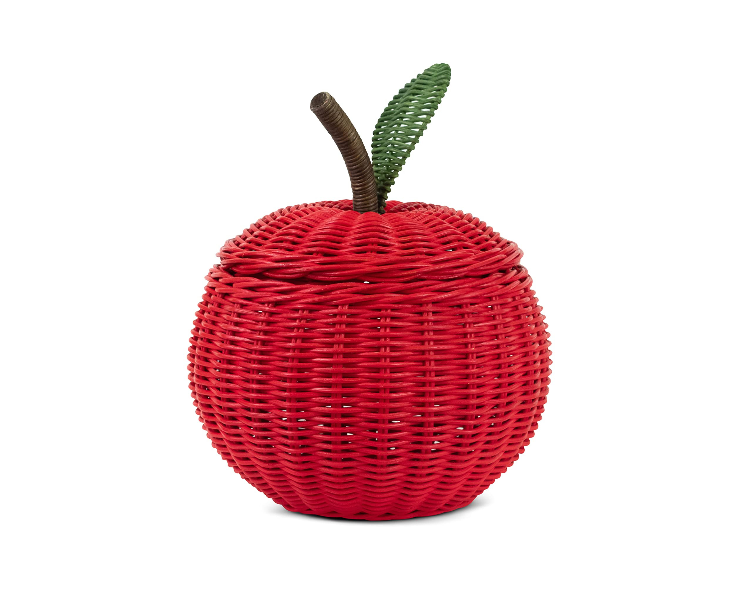 Apple Rattan Storage Basket With Lid Decorative Bin Home Decor Hand Woven Shelf Organizer Cute Ha... | Amazon (US)