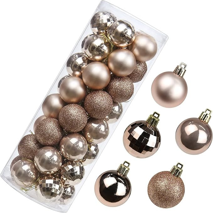 1.57" Christmas Ball Ornaments Shatterproof Champagne Christmas Ornaments Set 40 Pcs Champagne Or... | Amazon (US)