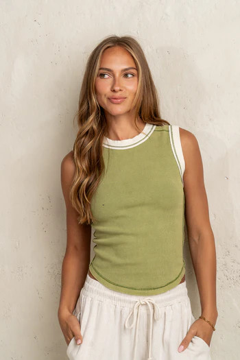 Lilah Reverse Seam Tank in Green | Böhme US
