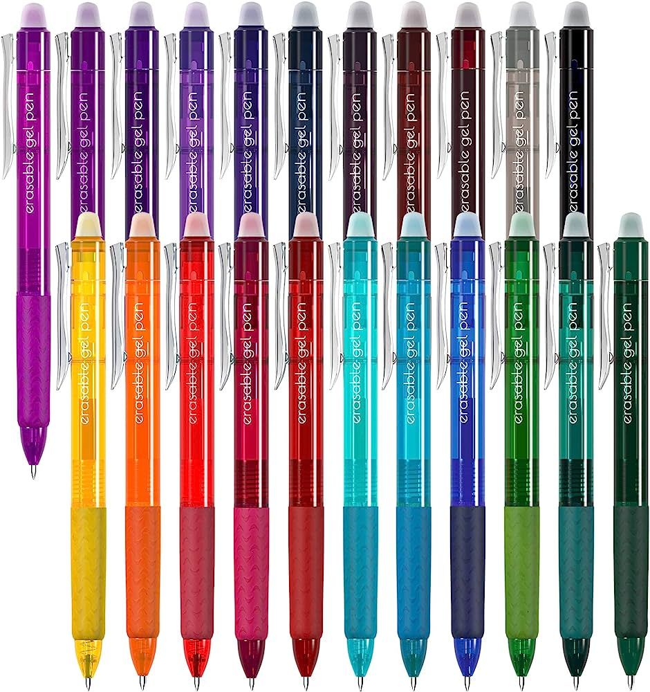 Vanstek 22 Colors Retractable Erasable Gel Pens Clicker, Fine Point(0.7), Make Mistakes Disappear... | Amazon (US)