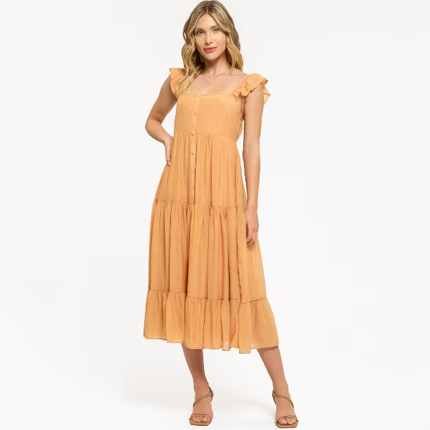 August Sky Women's Decorative Button Down Midi Dress | Target