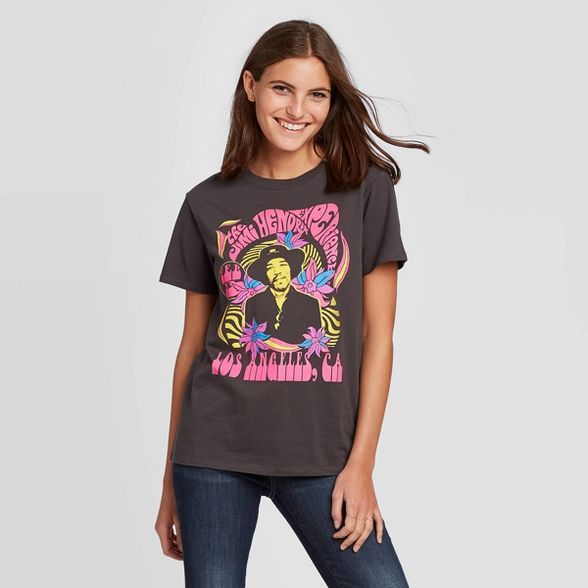 Women's Jimi Hendrix Short Sleeve Boyfriend Graphic T-Shirt (Juniors') - Black | Target