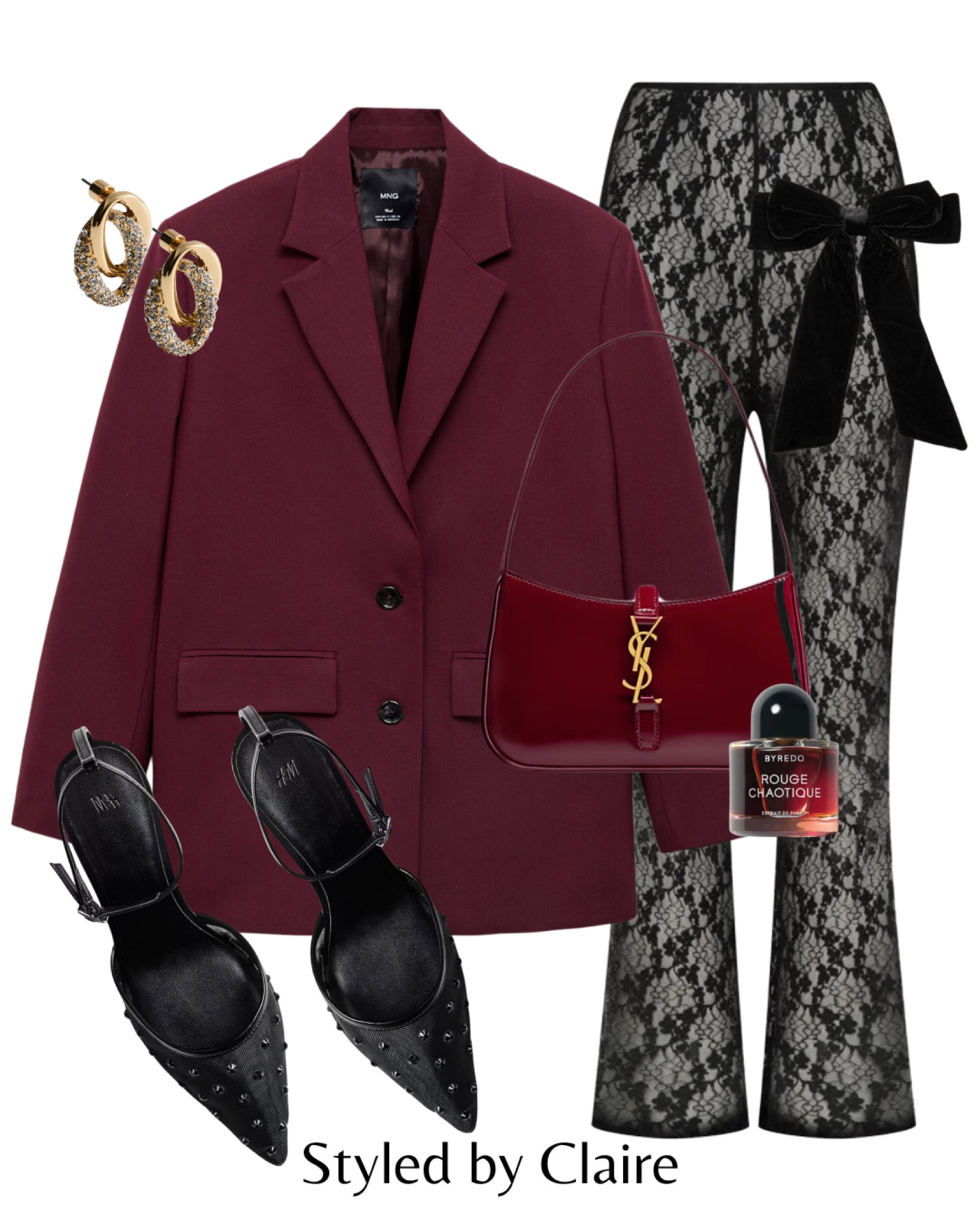 🍒 Xmas Party Inspo 🍒
Tags: oversized blazer lace trousers fishnet black hair bow rhinestone heels h&m mango earrings YSL bag fashion Christmas festive night out ideas chic women’s style trending

#LTKstyletip #LTKshoes #LTKpartywear