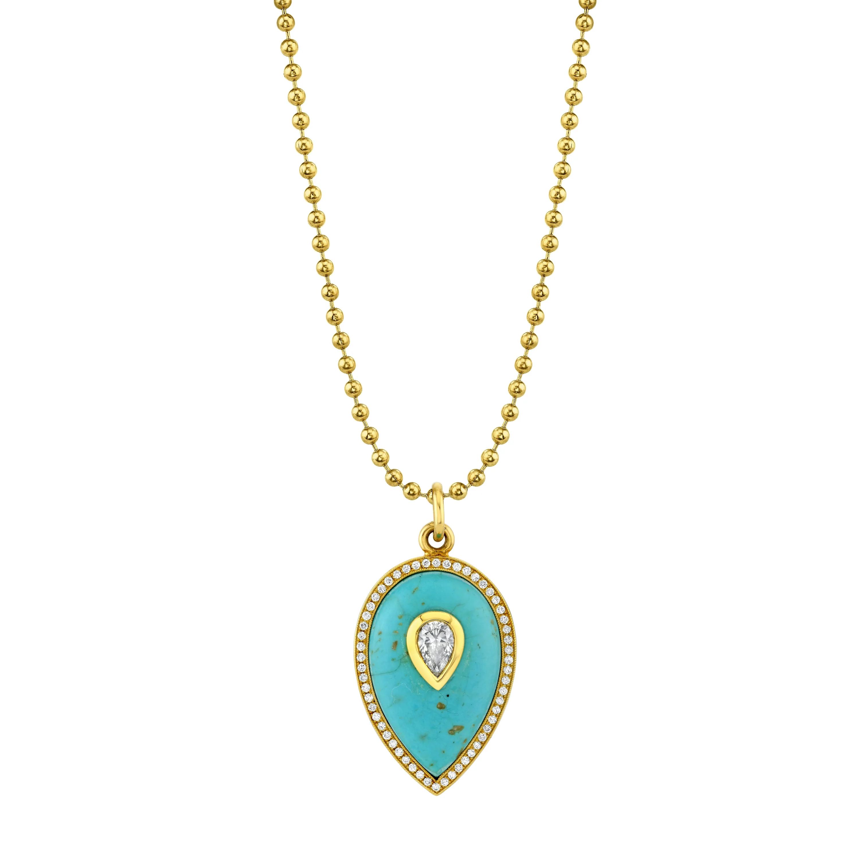 Pear Shape Diamond Enamel Pendant | Norman Silverman