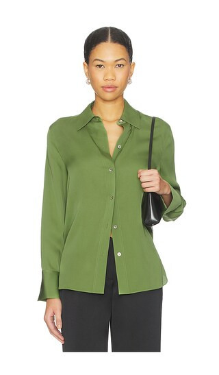 Vince Long Sleeve Button Down Blouse in Green. - size XS | Revolve Clothing (Global)
