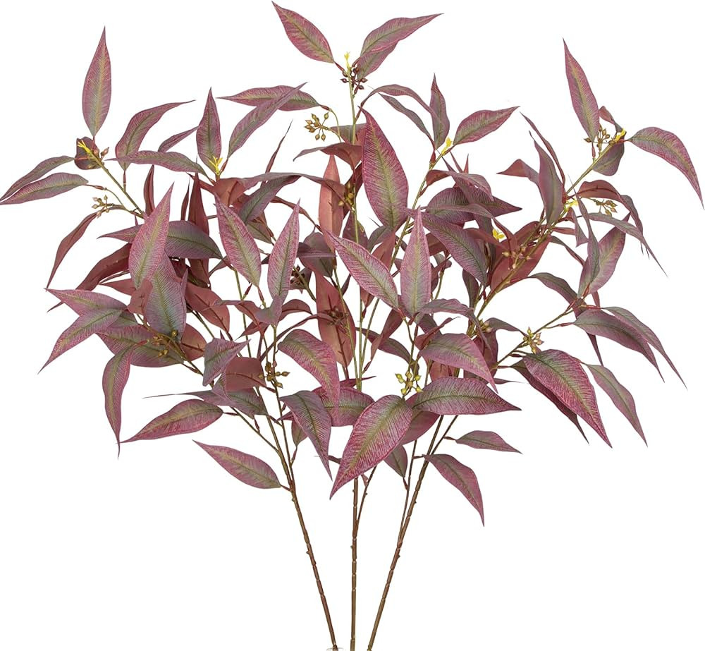 Briful 3PCS Artificial Eucalyptus Stems Real Touch Fake Eucalyptus Branches with Berries Stem, Re... | Amazon (US)