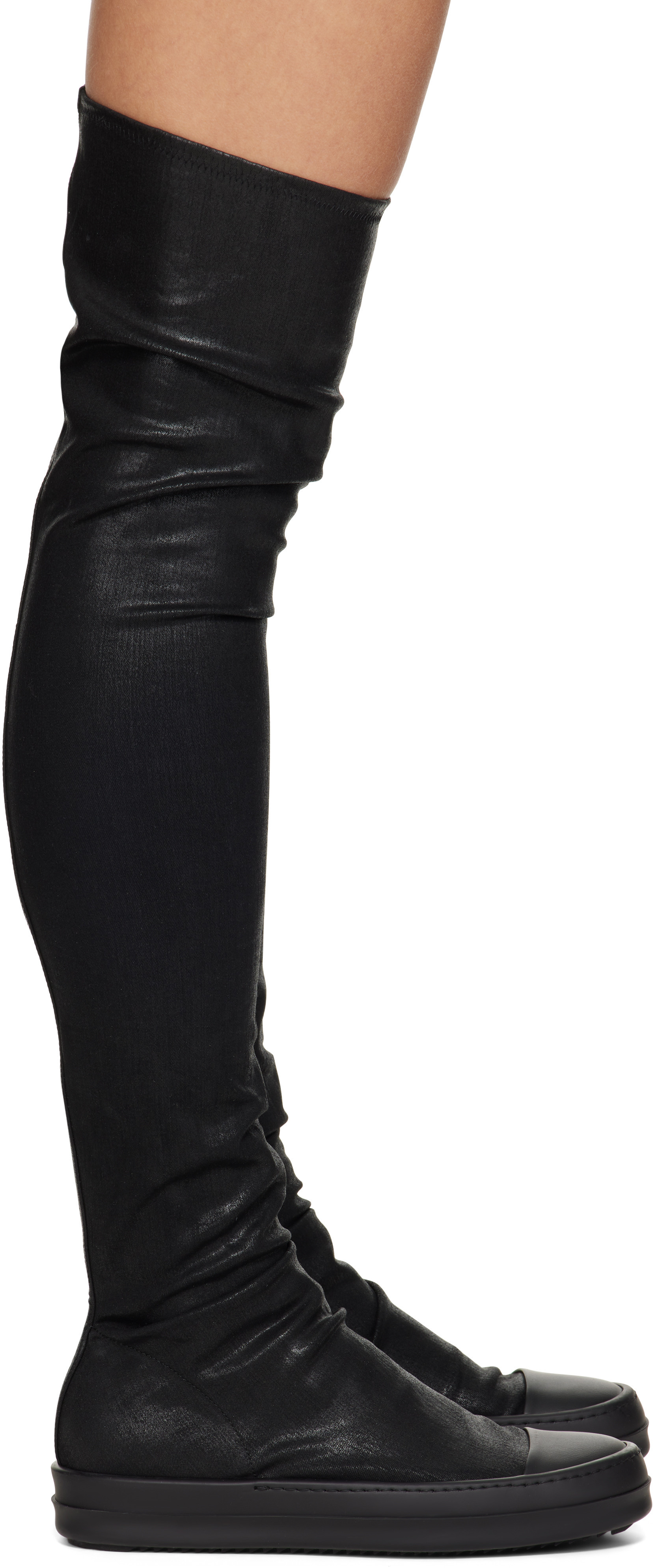 Rick Owens DRKSHDW Black Hollywood High Sock Sneaks Tall Boots | SSENSE