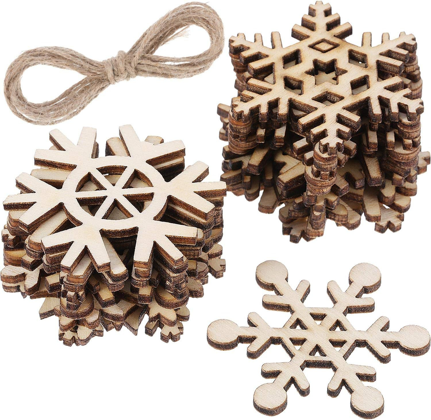 Amazon.com: 50 Pieces Wooden Snowflake Ornaments Unfinished DIY Wood Snowflake Cutouts Christmas ... | Amazon (US)