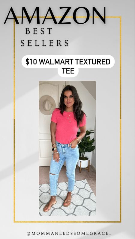 Weekly most loved items- Walmart textured tee! Size small. Size 2 in jeans 

#LTKfindsunder100 #LTKstyletip #LTKsalealert