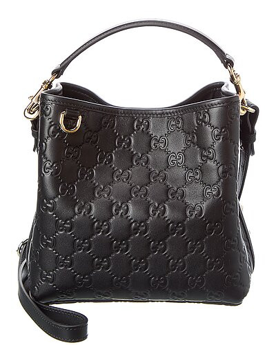 GG Mini Emblem Leather Bucket Bag | Gilt & Gilt City