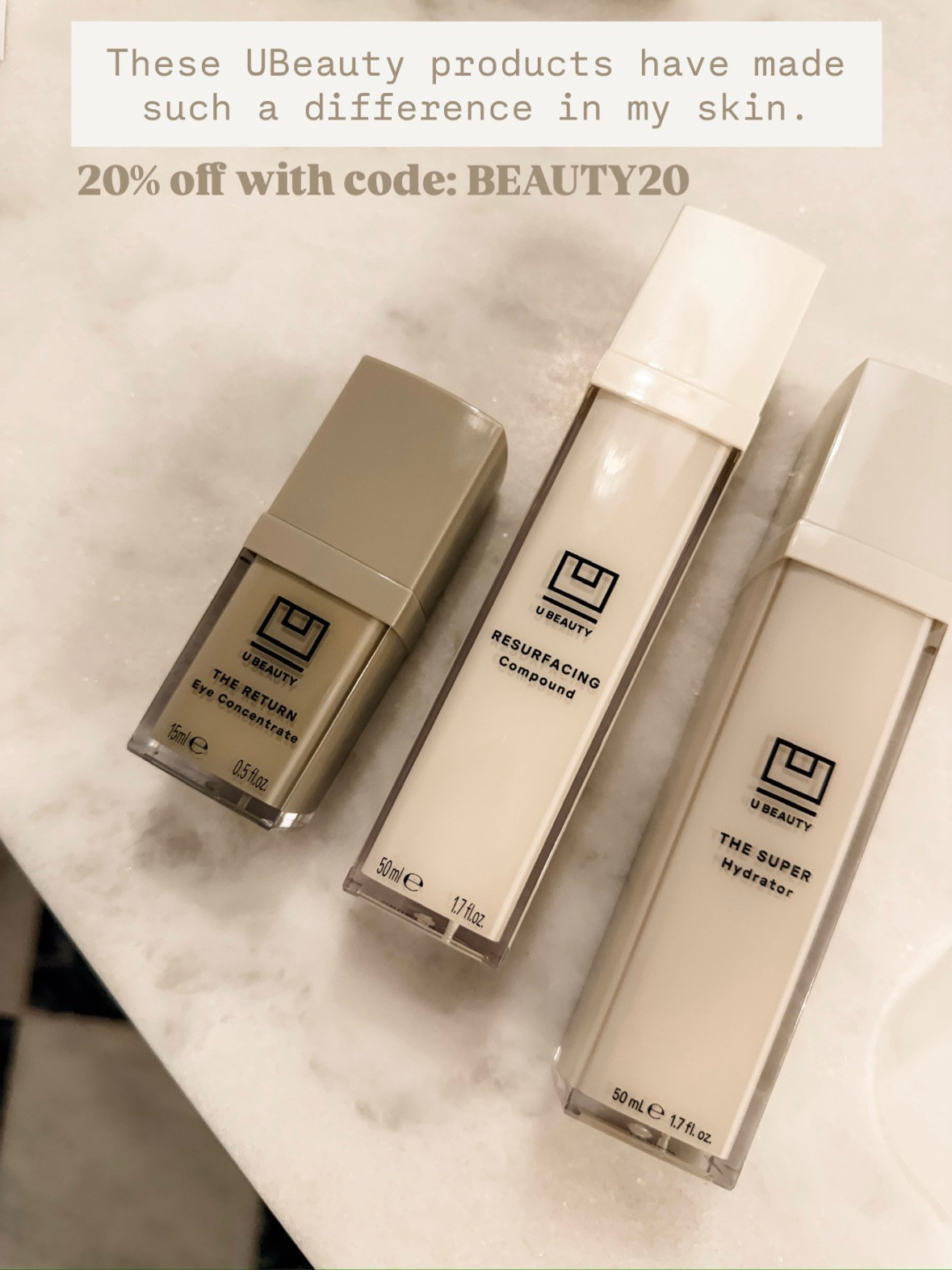 My favorite U Beauty products that have made a huge difference in my skin are 20% off - the sale ends tonight! Use code BEAUTY20 for 20%!

Loverly Grey, U beauty, skincare, revolve, memorial day sale 

 #LTKSaleAlert #LTKBeauty