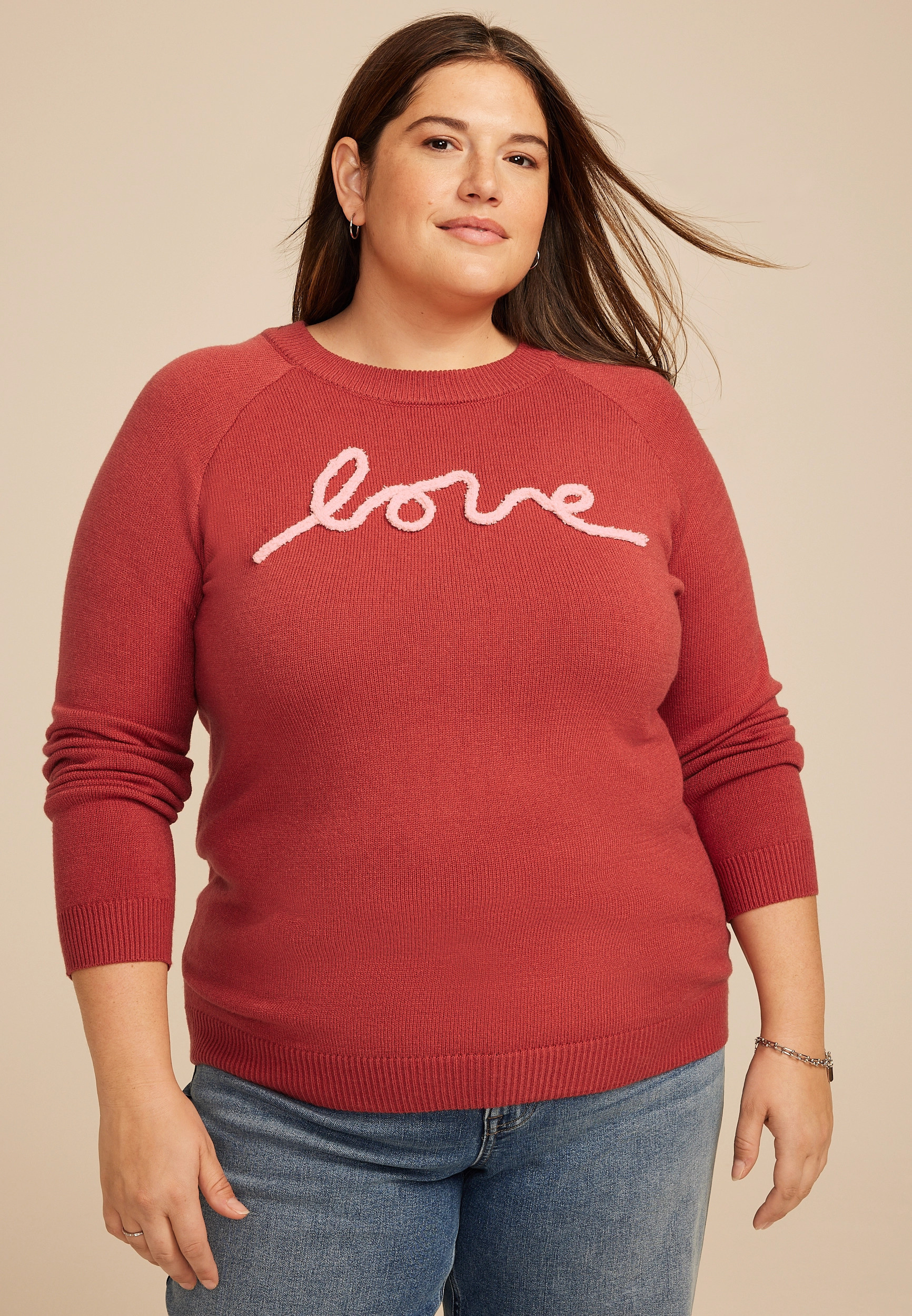 Maurices Plus Size Women's Love Script Sweater | Maurices