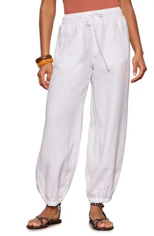 Sanctuary Melody Drawstring Linen Balloon Pants in White at Nordstrom, Size Small | Nordstrom