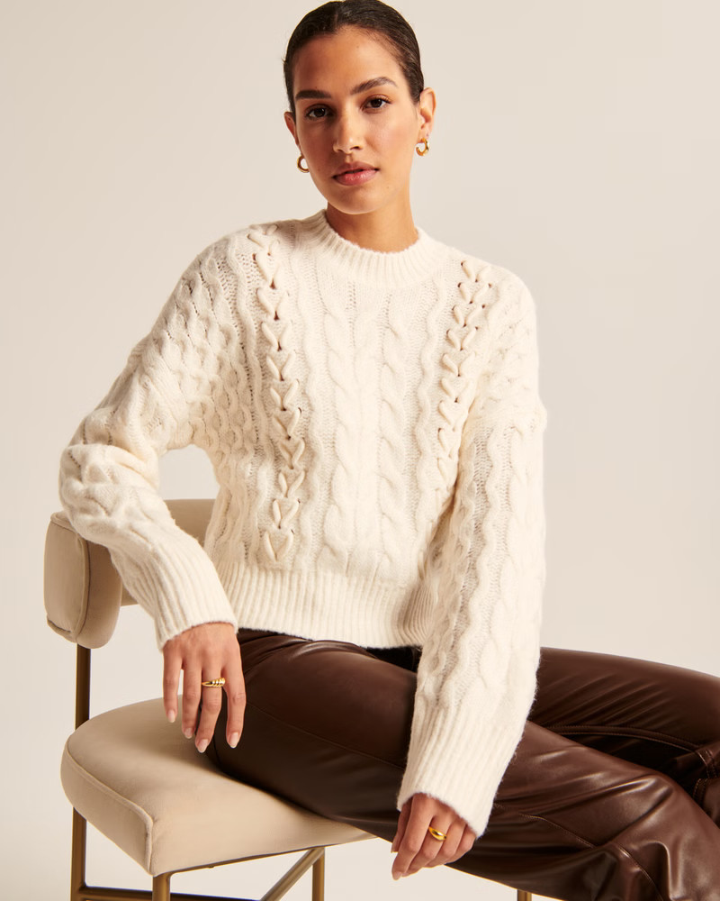 Fluffy Cable Crew Sweater | Abercrombie & Fitch (US)