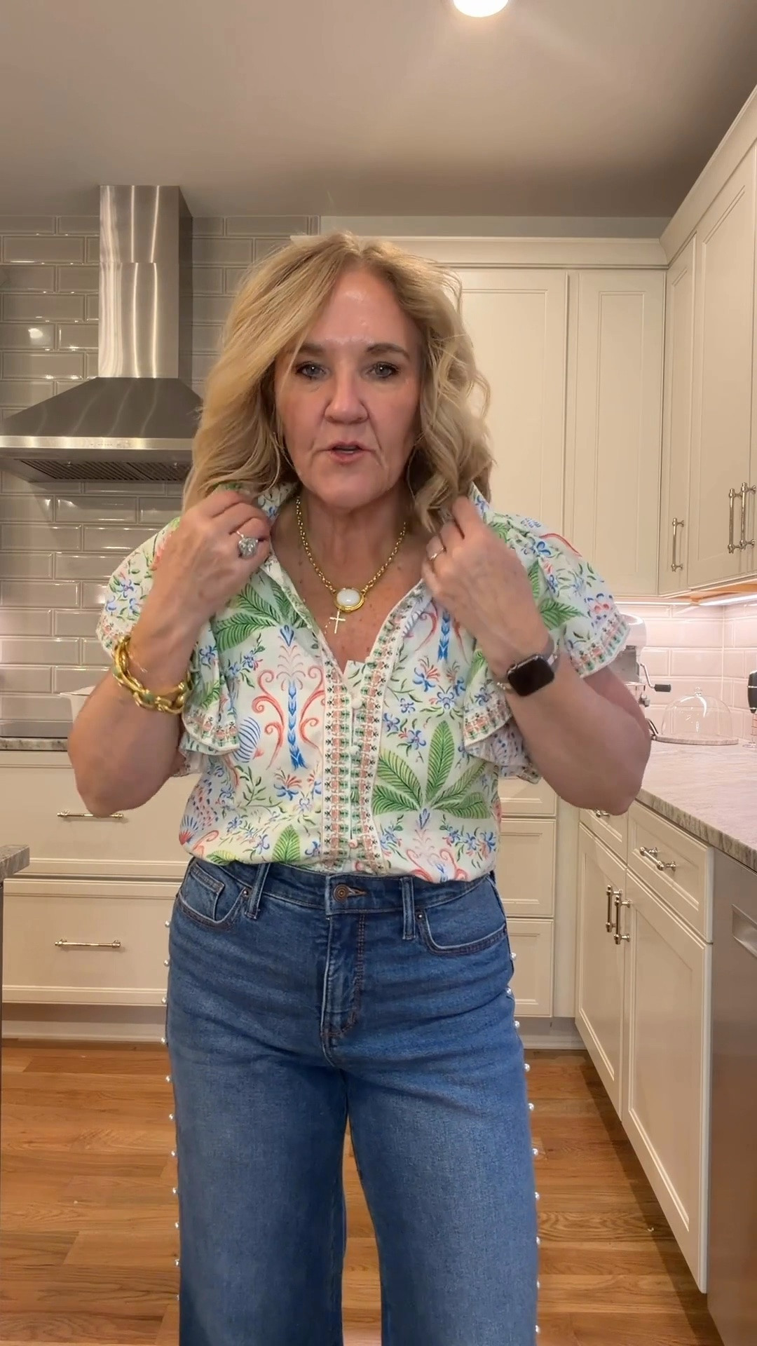 This tropical print flutter sleeve blouse is an easy way to brighten up your summer wardrobe. The embroidered trim, statement collar, and relaxed fit pair perfectly with wide leg denim for an effortless polished look.

💡 LTK MADE EASY

❤️ Heart = Support my posts
🔖 Save = Get sale & restock alerts
📋 Lists = Keep favorites organized
📲 Share = Send to yourself for later
💬 Comment = Ask me anything

#LTKootd #LTKOver40 #LTKSeasonal
