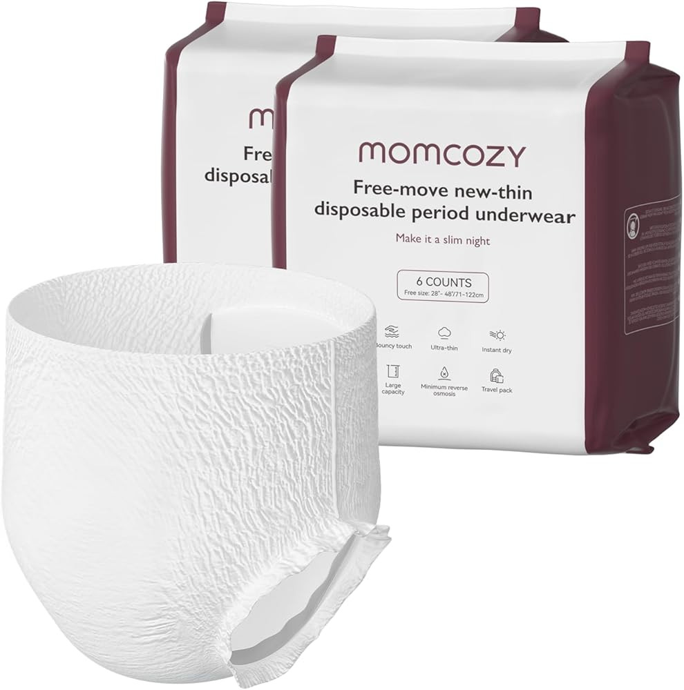 Momcozy Postpartum Disposable Underwear, 12 PCS No Leak New-Thin Built-in Pad Self-Absorbent Free... | Amazon (US)