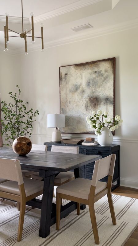 Dining room + outfit links! 

Affordable home decor, dining room, dining chairs, chandelier, rug, faux florals, home decor, modern organic, 

#LTKhome #LTKsalealert