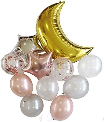11 Piece Party Decoration Set - 36 inch Aluminum Foil Moon, 18 inch Aluminum Foil Stars and 12 in... | Amazon (US)