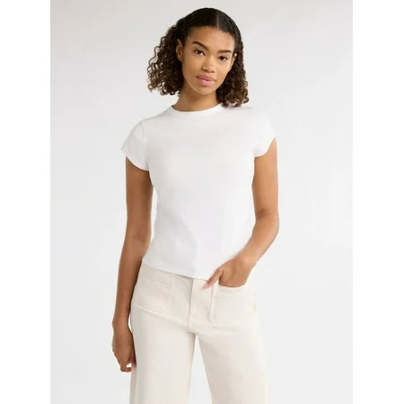 Free Assembly Women's and Women's Plus Cap Sleeve Tee, Sizes XS-4X | Walmart (US)