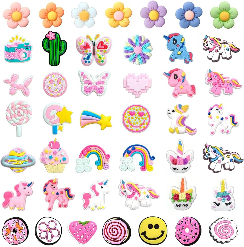 YQVIE Cute Pink Flower Unicorn Donut Shoe Charms Set Fit for Clog Decoration Personalized Gifts f... | Amazon (US)