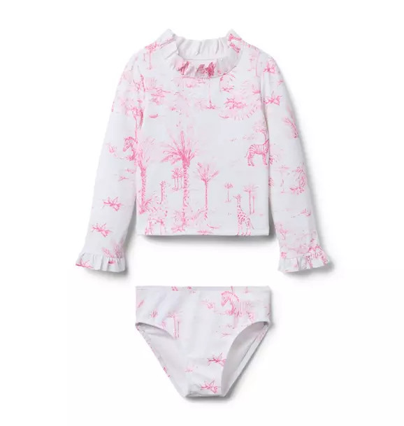 Recycled Animal Friends Toile Rash Guard Swimsuit | Janie and Jack