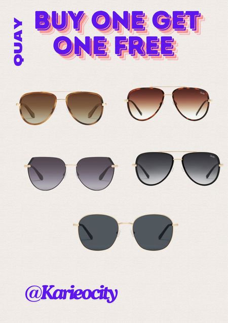 Quay Sunglasses Buy one get one Free !! 🕶️🕶️🕶️🕶️🕶️🕶️🕶️🕶️ deal is over now . Now it’s 20% off 

I own 4 pairs of Quay Sunglasses and love this brand . I’m adding 2 to my cart . 

Sunglasses// Sale// Beach essential// Beach Vacation // Resort Wear// Vacation Essential// Sunwear 

#LTKTravel #LTKFindsUnder100 #LTKSaleAlert
