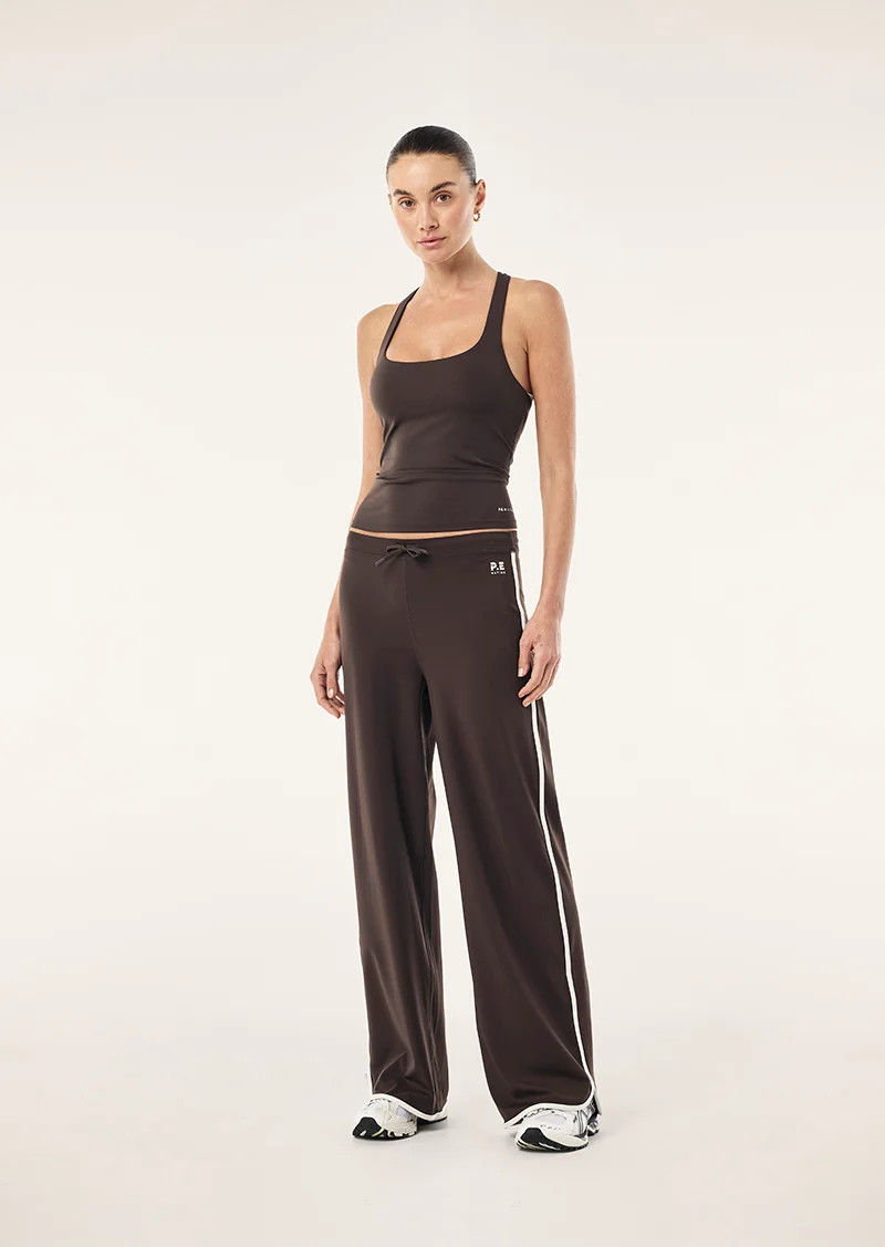 HALF TIME WIDE LEG LEGGING IN COFFEE & WHISPER WHITE | P.E Nation AU