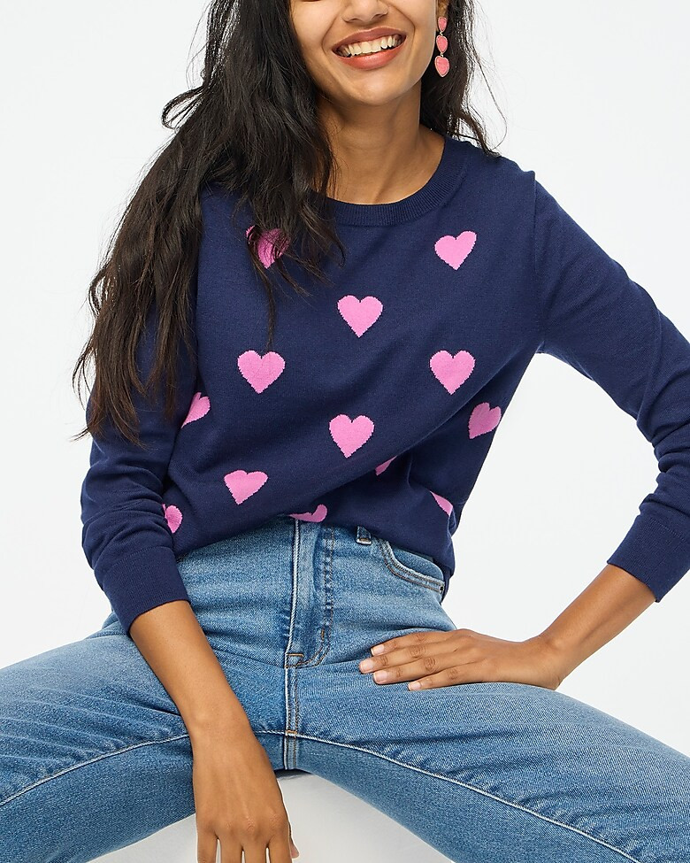 Allover hearts Teddie sweater | J.Crew Factory
