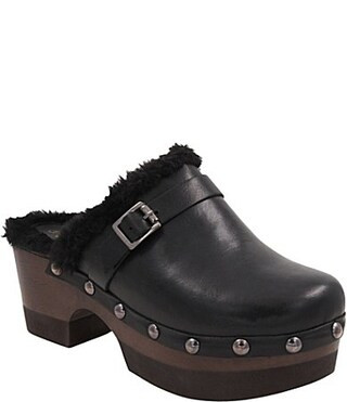 Andre Assous Orla Leather Faux Fur Lined Studded Clogs - 5 | Dillard's
