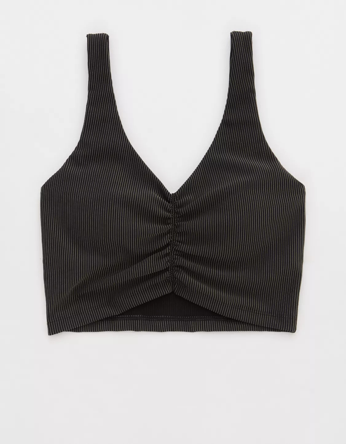 OFFLINE By Aerie Stripe Rib Ruched Low Key Sports Bra | Aerie
