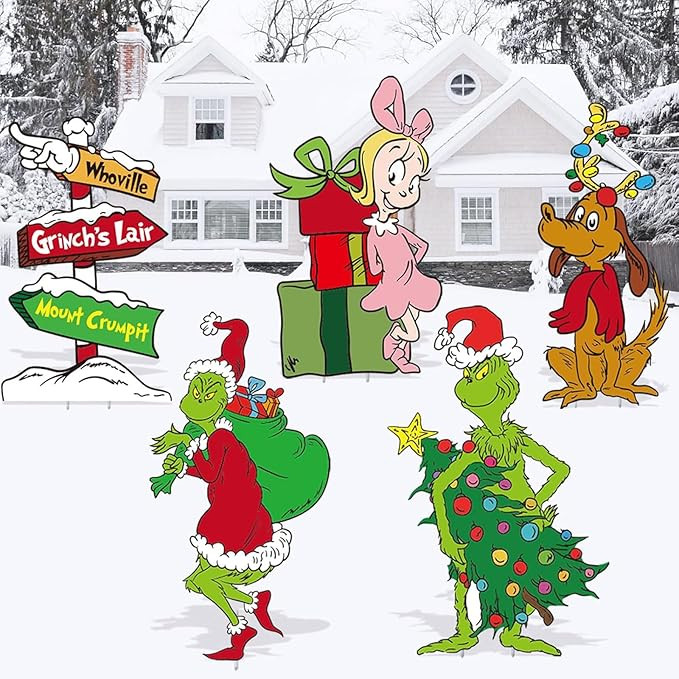 Christmas Yard Signs Outdoor Decorations - 5 PCS Xmas Stakes Outside Decor - Christmas Holiday Pa... | Amazon (US)