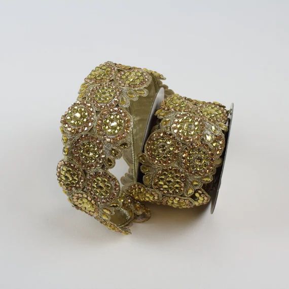 Gorgeous Gold Jeweled Ribbon Designer Ribbon Bridal Ribbon - Etsy | Etsy (US)