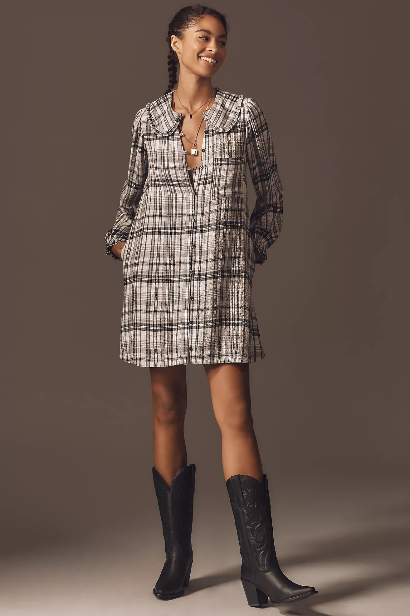 The Keira Long-Sleeve Mini Dress by Pilcro | Anthropologie (US)