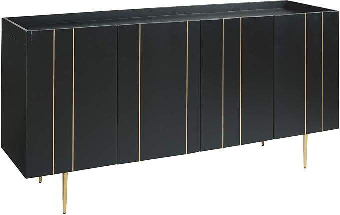 Signature Design by Ashley Brentburn Contemporary Accent Cabinet or TV Stand, Black | Amazon (US)