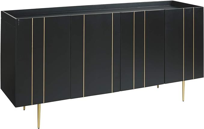 Signature Design by Ashley Brentburn Contemporary Accent Cabinet or TV Stand, Black | Amazon (US)