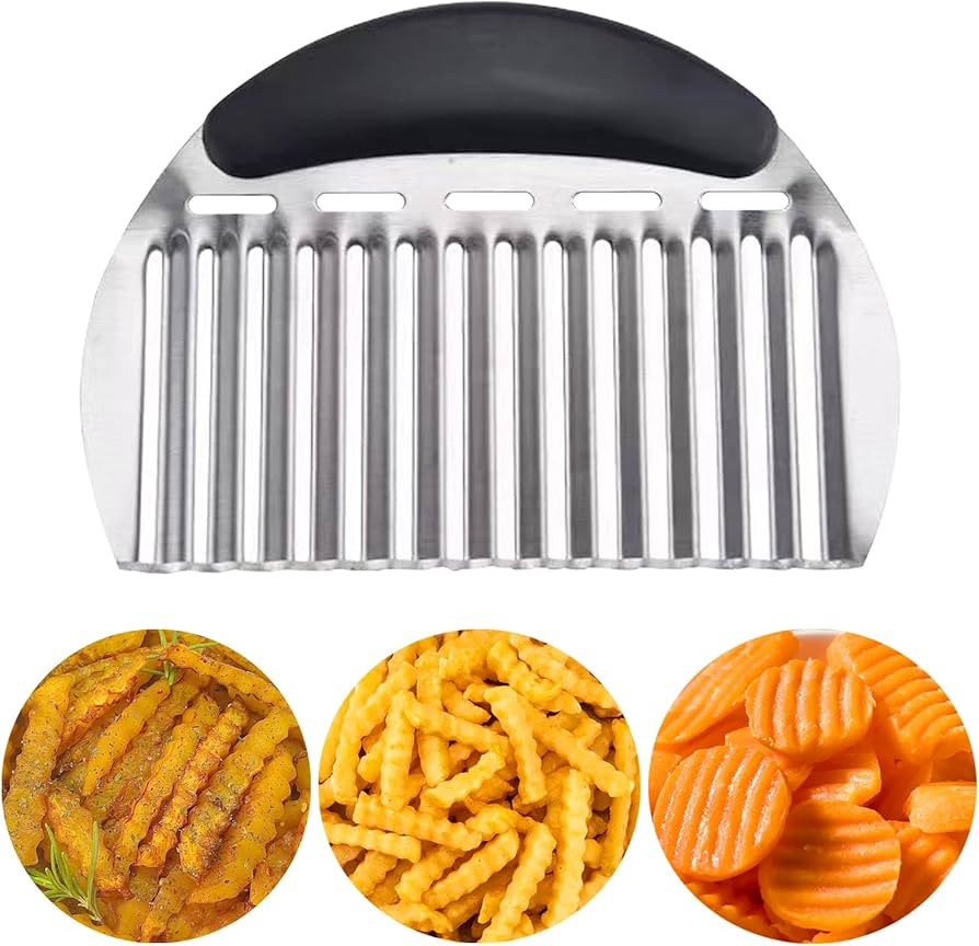 JAYVAR Large Crinkle Cutter French Fry Cutter, Large Crinkle Potato Slicer Wavy Chopper, Stainles... | Amazon (US)