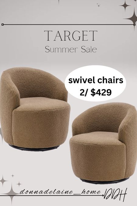 Smaller sized swivel chairs: set of 2, on sale at Target. 
Cozy teddy bear fabric, several colors available. These would perfect for a child’s, teen room, home office space! 
Summer sale savings 

#LTKHome #LTKSaleAlert #LTKSummerSales