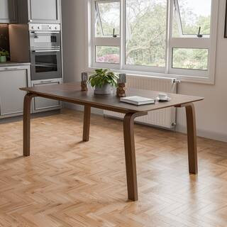 Forest Wisp Mid Century Modern Walnut Wood 71 in. 4 legs Dining Table (Seats 6) | The Home Depot