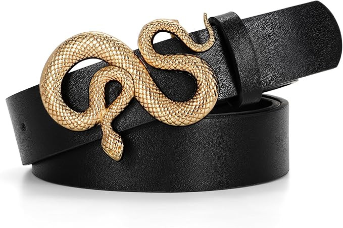 CESCOSI Women Leather Belt with Snake Buckle Fashion Women Belt for Jeans Pants Dresses | Amazon (US)