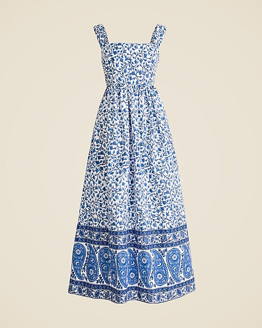 Squareneck midi dress in bandana block print | J. Crew US