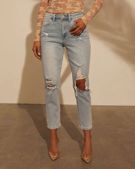 Erika High Rise Distressed Mom Jeans | VICI