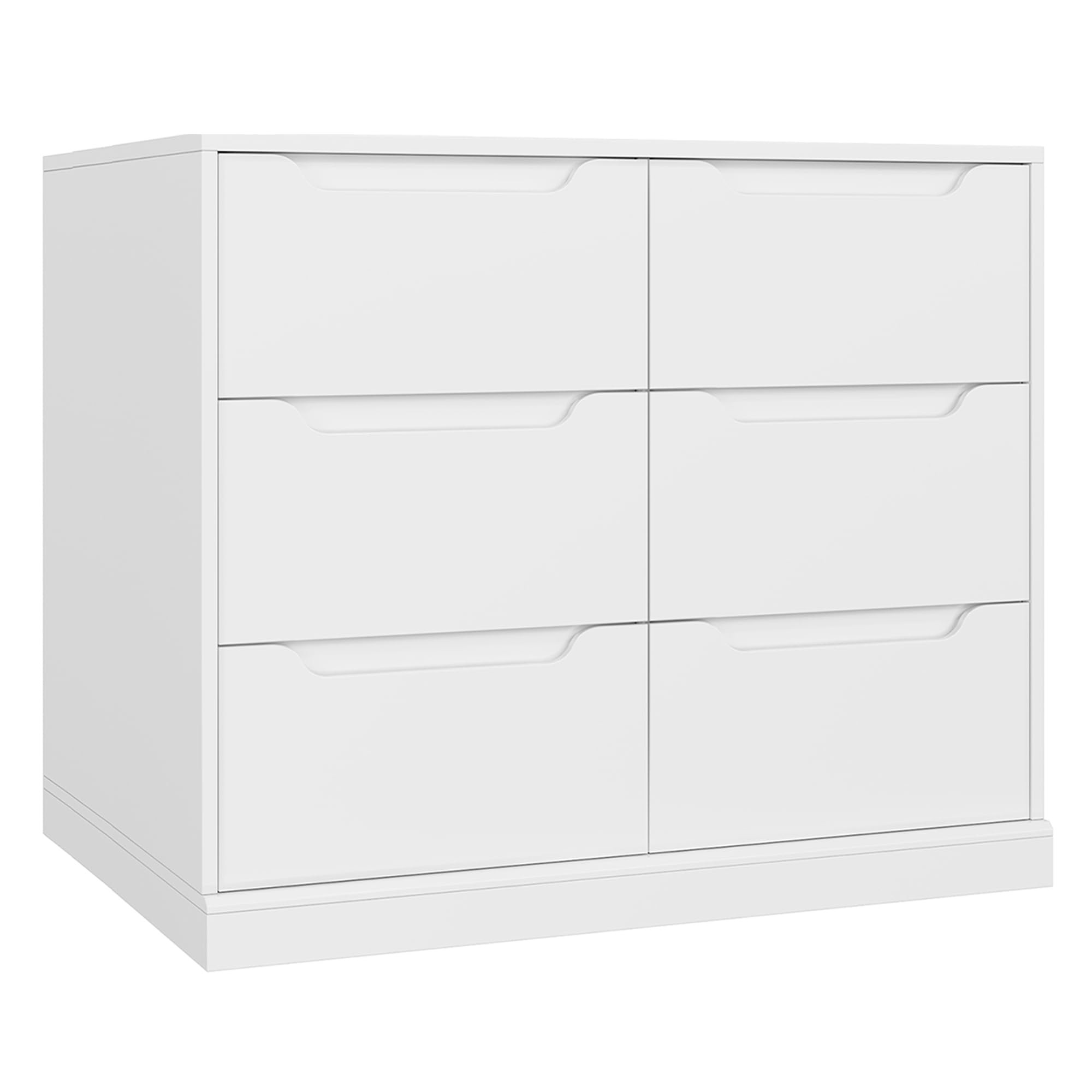 HOSTACK Modern 6 Drawer Dresser for Bedroom, Double Chest of Drawers with Storage, Large Wooden S... | Amazon (US)