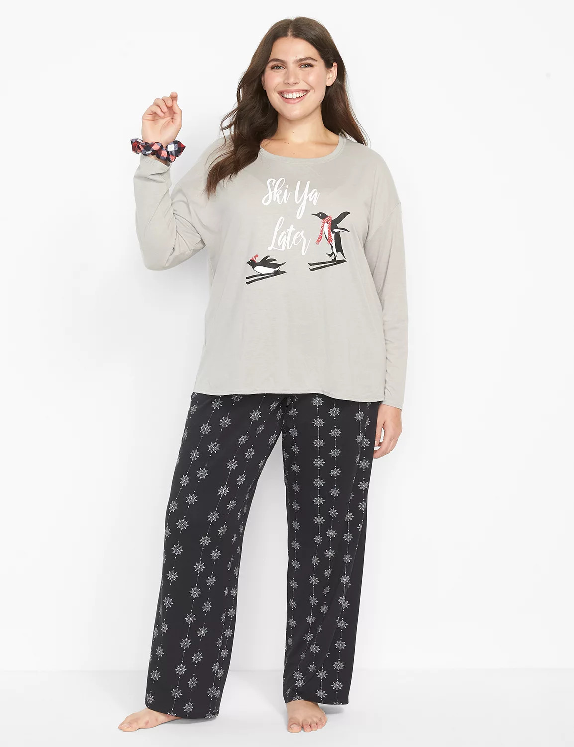 Lane Bryant Women's Long-Sleeve Tee & Pant Pj Set 14/16 Ski Ya Later | Lane Bryant (US)