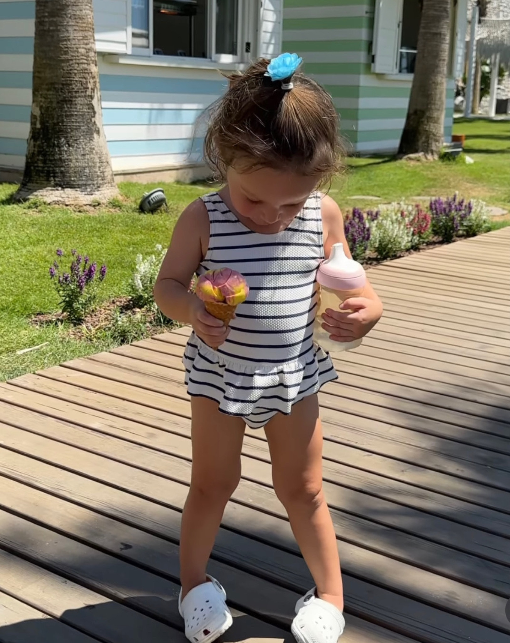 Kids outfit, kids fashion, stripe swimsuit, holiday swimsuit, flounce swimsuit, white mules, white crocs, white sandals, hair bobbles, holiday outfit, summer outfit, H&M, Crocs, M&S, Monsoon

#LTKkids #LTKeurope #LTKSeasonal