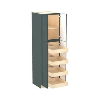 Franklin 24 in. W x 24 in. D x 84 in. H Assembled Plywood Pantry Kitchen Cabinet in Verdant Green with 4ROT Soft Close | The Home Depot